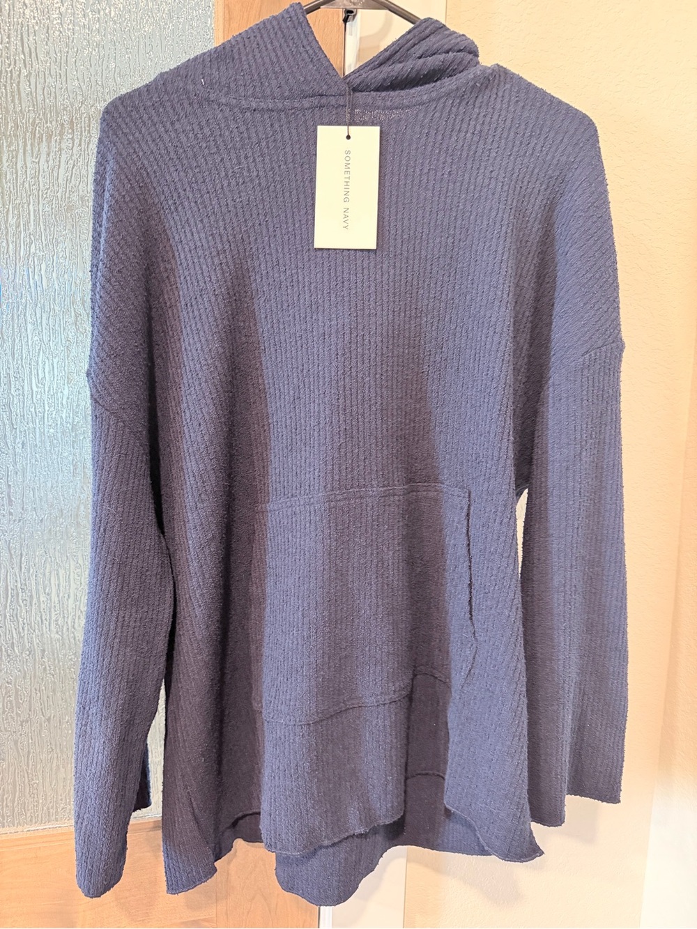 Something Navy Cozy Hooded Knit Sweater - Blue
